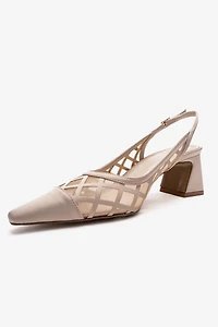 Prologue Shoes Womens Alveron Block Heel Mesh Pump
