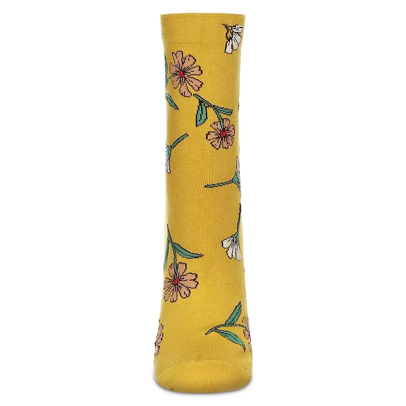 MeMoi Women's Whimsy Floral Crew Socks