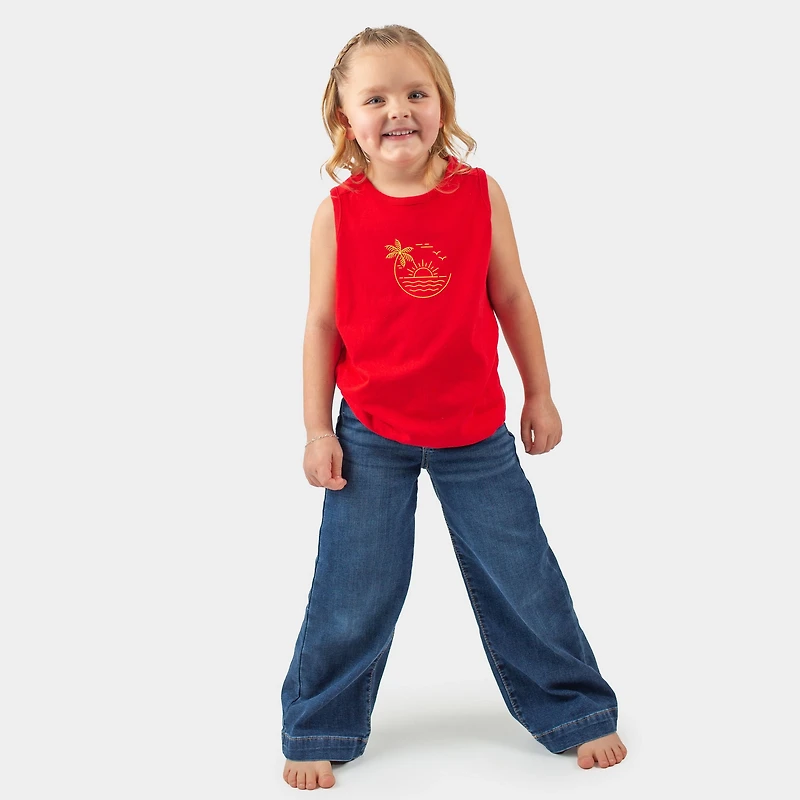 The Juniper Shop - Embroidered Beach Sunset Toddler Graphic Tank