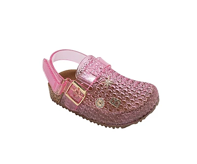 bebe Toddler Girl's Jelly Clogs with Back Strap and Buckle Detail