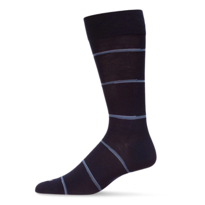 MeMoi Men's Spacedye Stripe Bamboo Dress Crew Socks