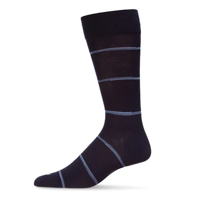 MeMoi Men's Spacedye Stripe Bamboo Dress Crew Socks