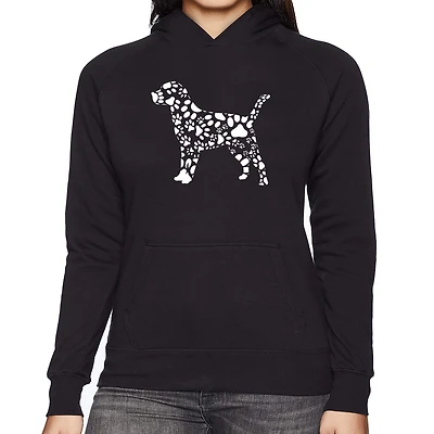 LA Pop Art Dog Paw Prints - Women's Word Hooded Sweatshirt