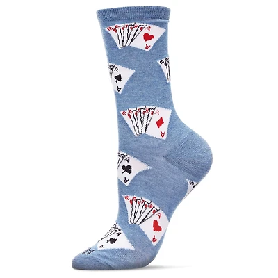 MeMoi Playing Cards Bamboo Blend Crew Socks