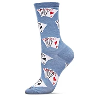 MeMoi Playing Cards Bamboo Blend Crew Socks