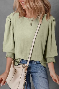 Threaded Pear Women's Adelynn Textured Half Sleeve Blouse