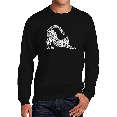 LA Pop Art Stretching Cat - Men's Word Crew Sweatshirt