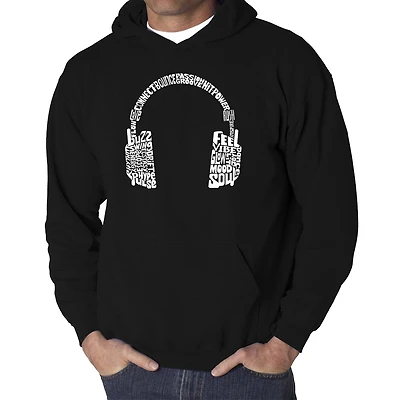 LA Pop Art Mood Headphones  - Men's Word Hooded Sweatshirt