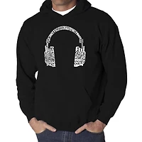LA Pop Art Mood Headphones  - Men's Word Hooded Sweatshirt