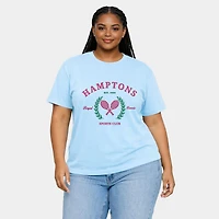 Simply Sage Market - Embroidered Hampton Sports Club Women's Plus Sized Garment Dyed Graphic T-shirt