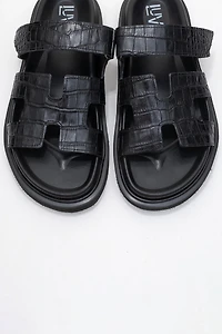 Forever & Always Womens Loana Leather Slide Sandals
