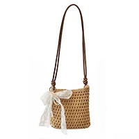 Alilang Women's Crochet Crossbody Bag with Lace Bow Detail Lightweight Knit Shoulder Small Casual Handbag