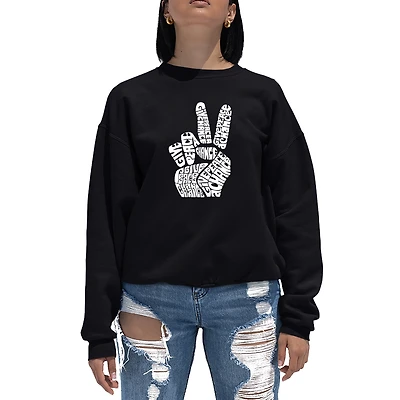 LA Pop Art Peace Fingers - Women's Word Crewneck Sweatshirt