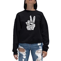LA Pop Art Peace Fingers - Women's Word Crewneck Sweatshirt