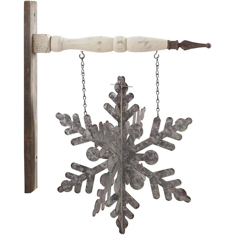 K&K Interiors 3D Tin Snowflake Christmas Arrow Replacement Sign 15.75 inch - Arrow Sold Separately