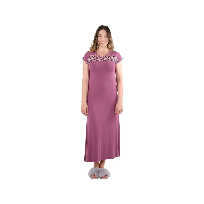 MeMoi Women's Enchanted Romance Floral Accent Embroidered Nightgown