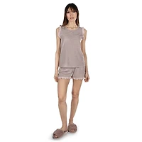 MeMoi Women's Contrast Ruffle Trim Modal Top and Shorts Set