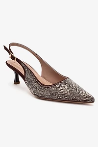 Prologue Shoes Womens Nella Embellished Slingback Pointed Toe Pump