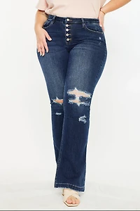KanCan Women's Plus Harley Mid Rise Flare Jeans