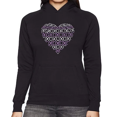 LA Pop Art XOXO Heart - Women's Word Hooded Sweatshirt