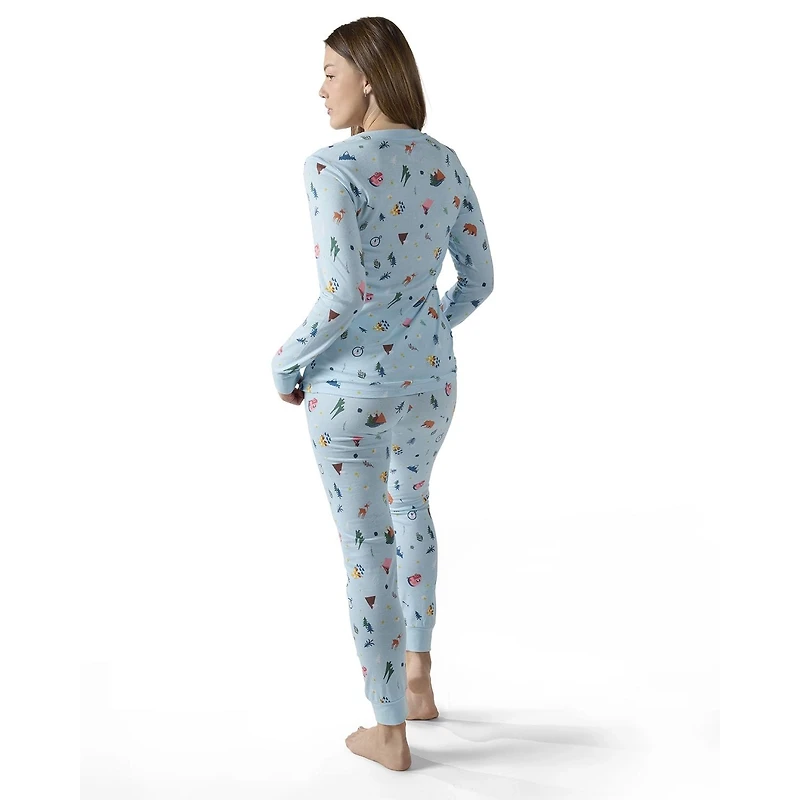 MeMoi Women's Bear and Campfire Fun Two-Piece PJ Set a Bag