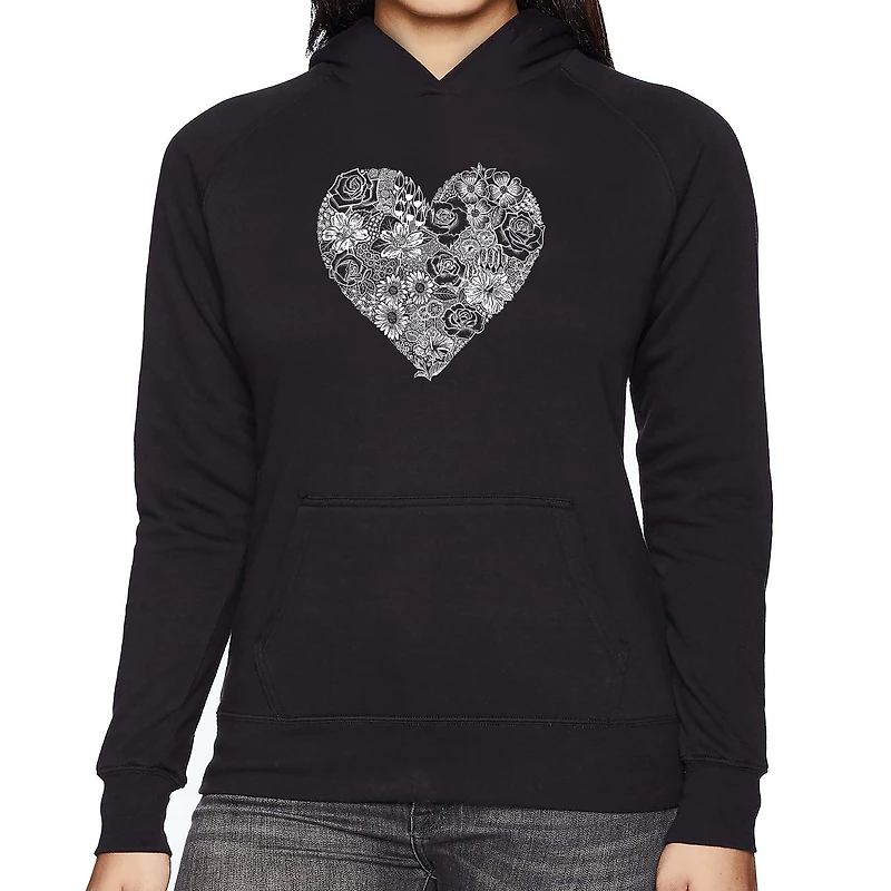 LA Pop Art Heart Flowers - Women's Word Hooded Sweatshirt