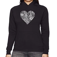 LA Pop Art Heart Flowers - Women's Word Hooded Sweatshirt