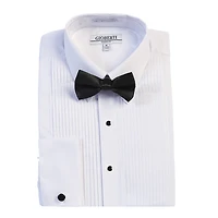 Gioberti Men's Kent Lay Down Collar Long Sleeve Tuxedo Dress Shirt with Bow Tie