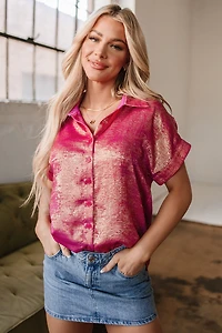 Threaded Pear Women's Amoura Metallic Sheen Buttoned Top