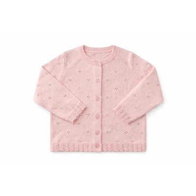 Laurenza's Toddler Girls Spring Scalloped Pointelle Knit Cardigan