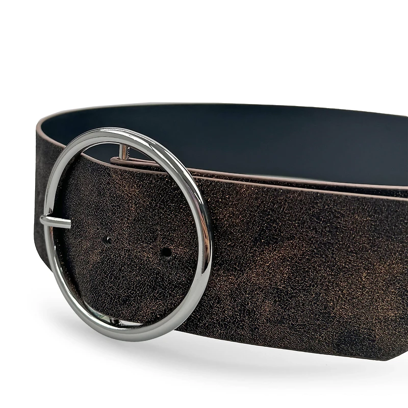 AGP PARIS Brown Round Buckle Women's Belt