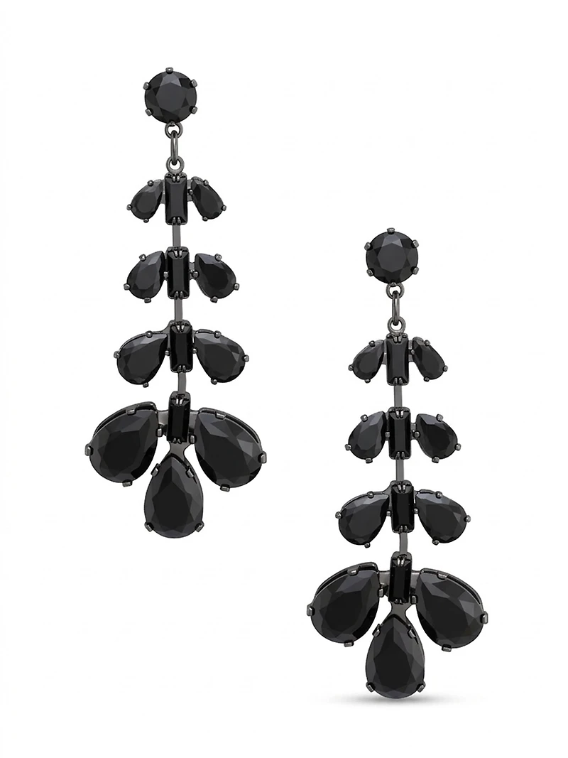 AGP PARIS Womens Jet Cluster Chandelier Earrings