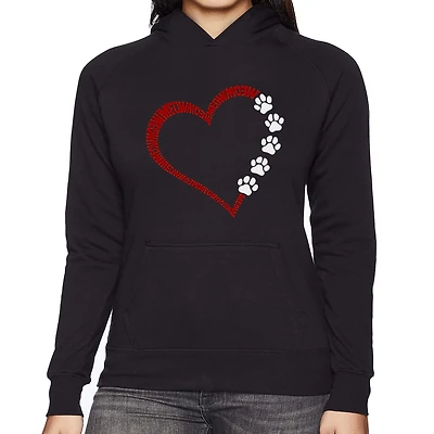 LA Pop Art Meow Heart - Women's Word Hooded Sweatshirt