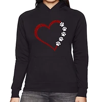 LA Pop Art Meow Heart - Women's Word Hooded Sweatshirt