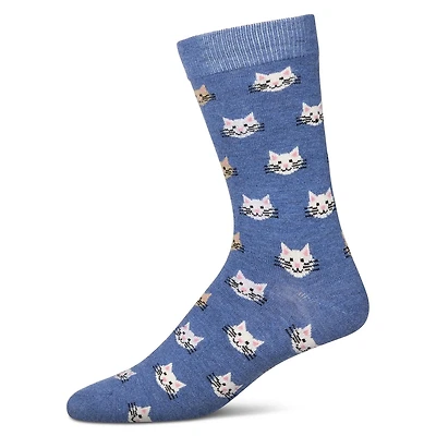 MeMoi Men's Cat Face Cashmere Crew Socks
