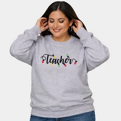 Simply Sage Market - Teacher Christmas Lights Women's Plus Sized Graphic Sweatshirt