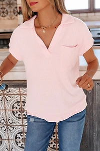 Threaded Pear Women's Marley Light Collared Ribbed Tee