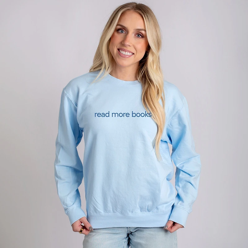 Simply Sage Market - Embroidered Read More Books Women's Lightweight Garment Dyed Sweatshirt