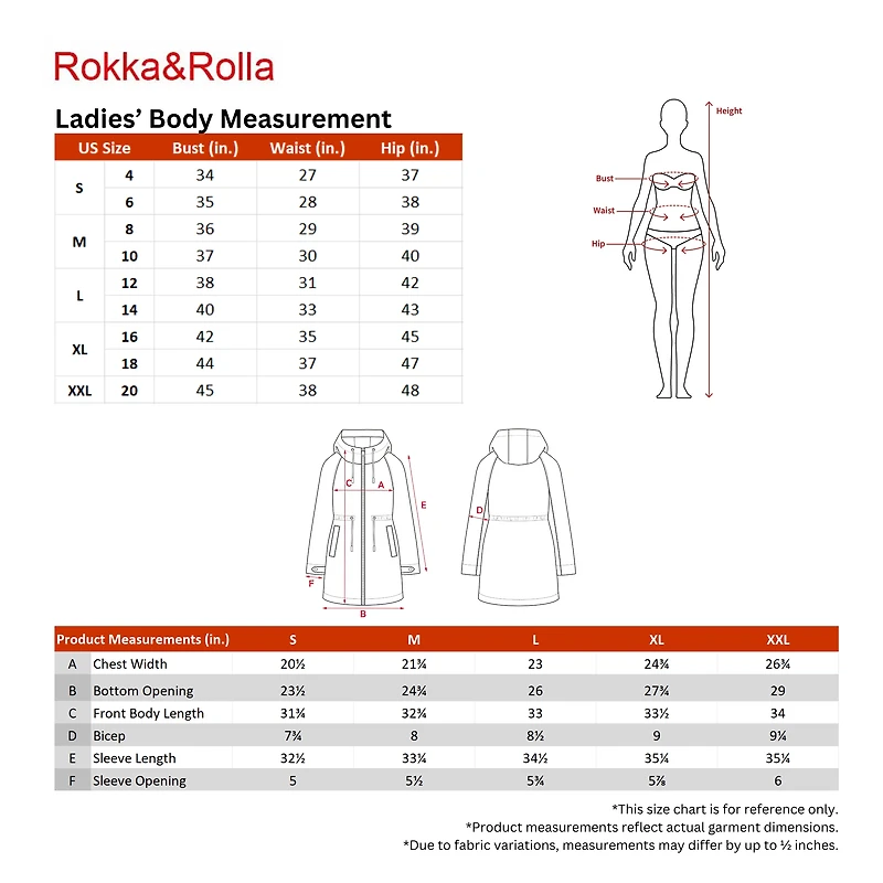 Rokka&Rolla Womens Water-Resistant Anorak Jacket Trench Coat