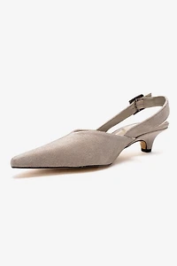 Forever & Always Womens Dioris Leather Slingback Kitten Heel Pump