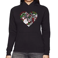 LA Pop Art Christmas Themed Heart - Women's Word Hooded Sweatshirt