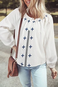 Threaded Pear Women's Emavie Long Sleeve Blouse Top