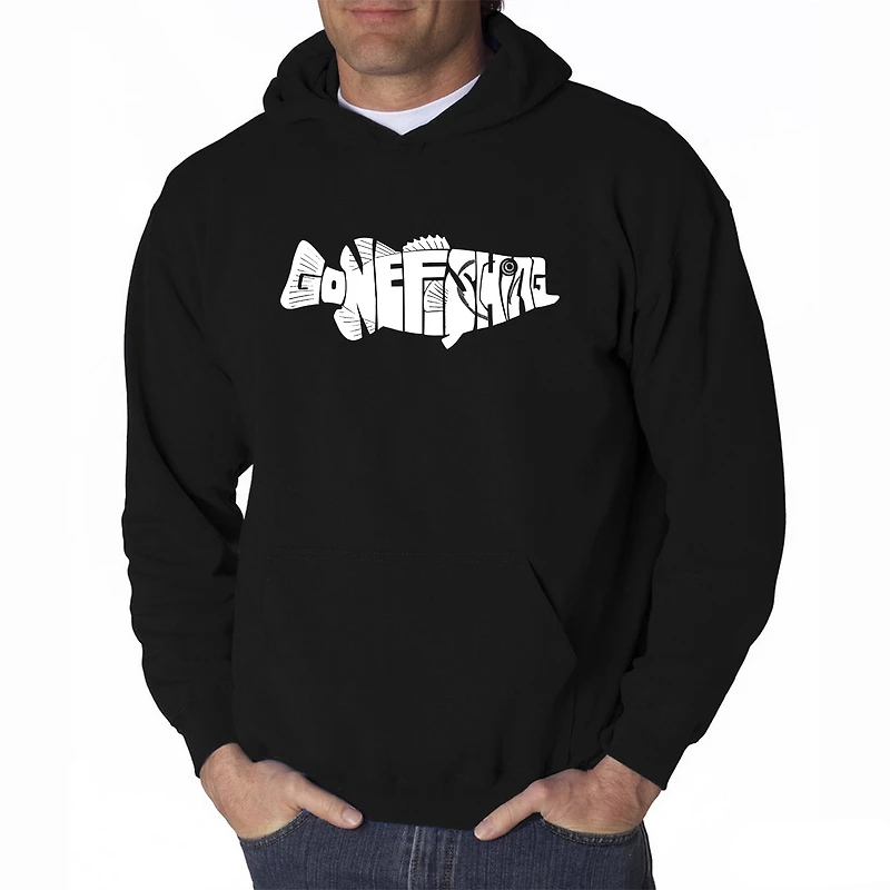 LA Pop Art Bass - Gone Fishing Men's Word Hooded Sweatshirt
