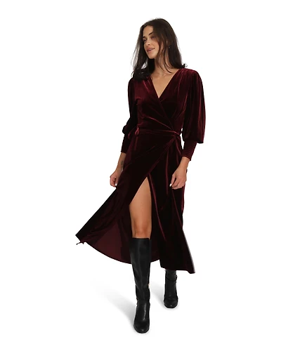 Belle & Bloom Womens Current Mood Velvet Wrap Dress