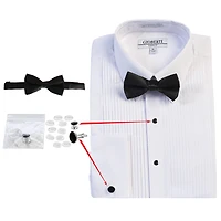 Gioberti Men's Kent Lay Down Collar Long Sleeve Tuxedo Dress Shirt with Bow Tie