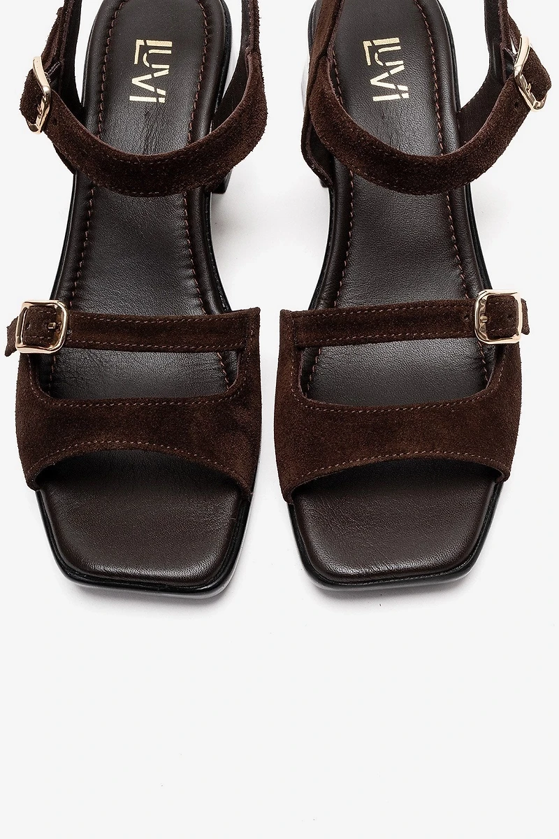 Forever & Always Womens Yolen Leather Block Heel Sandal