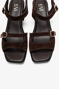 Forever & Always Womens Yolen Leather Block Heel Sandal