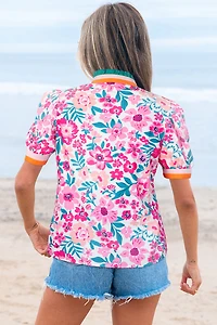 Threaded Pear Women's Gianna Floral Short Sleeve Blouse