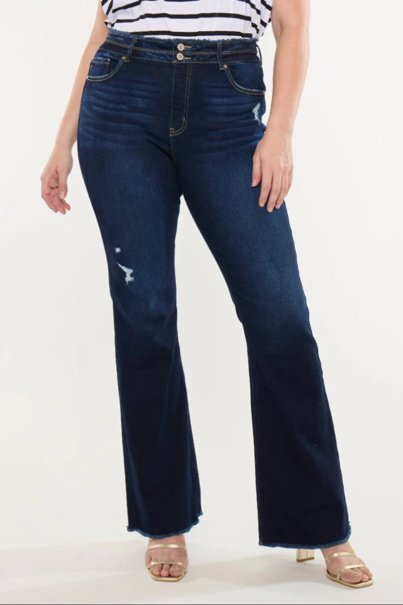 KanCan Women's Plus High Rise Flare Jeans Gill
