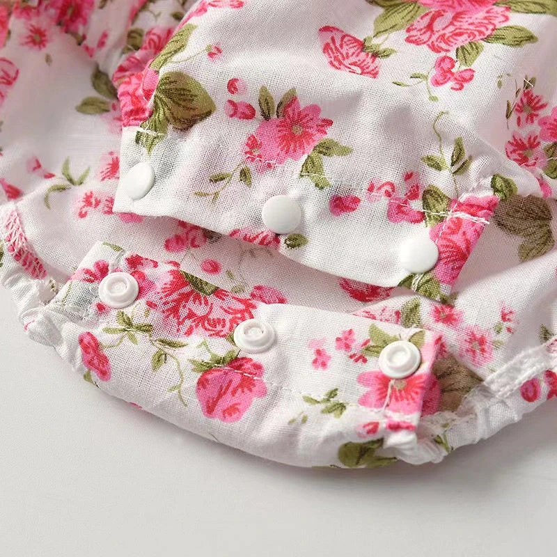 MyKids-USA Baby Girl Floral Print Graphic Ruffle Design Sleeveless bodysuit & Headband